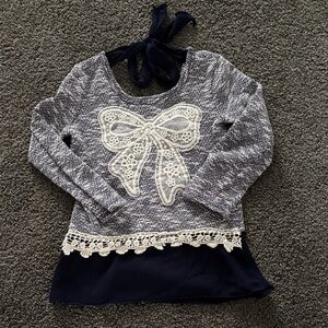 Lily Bleu Navy and White Knit Top